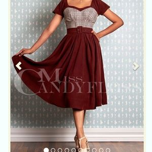 Miss Candyfloss Mandisa-Dora feminine tartan swing dress